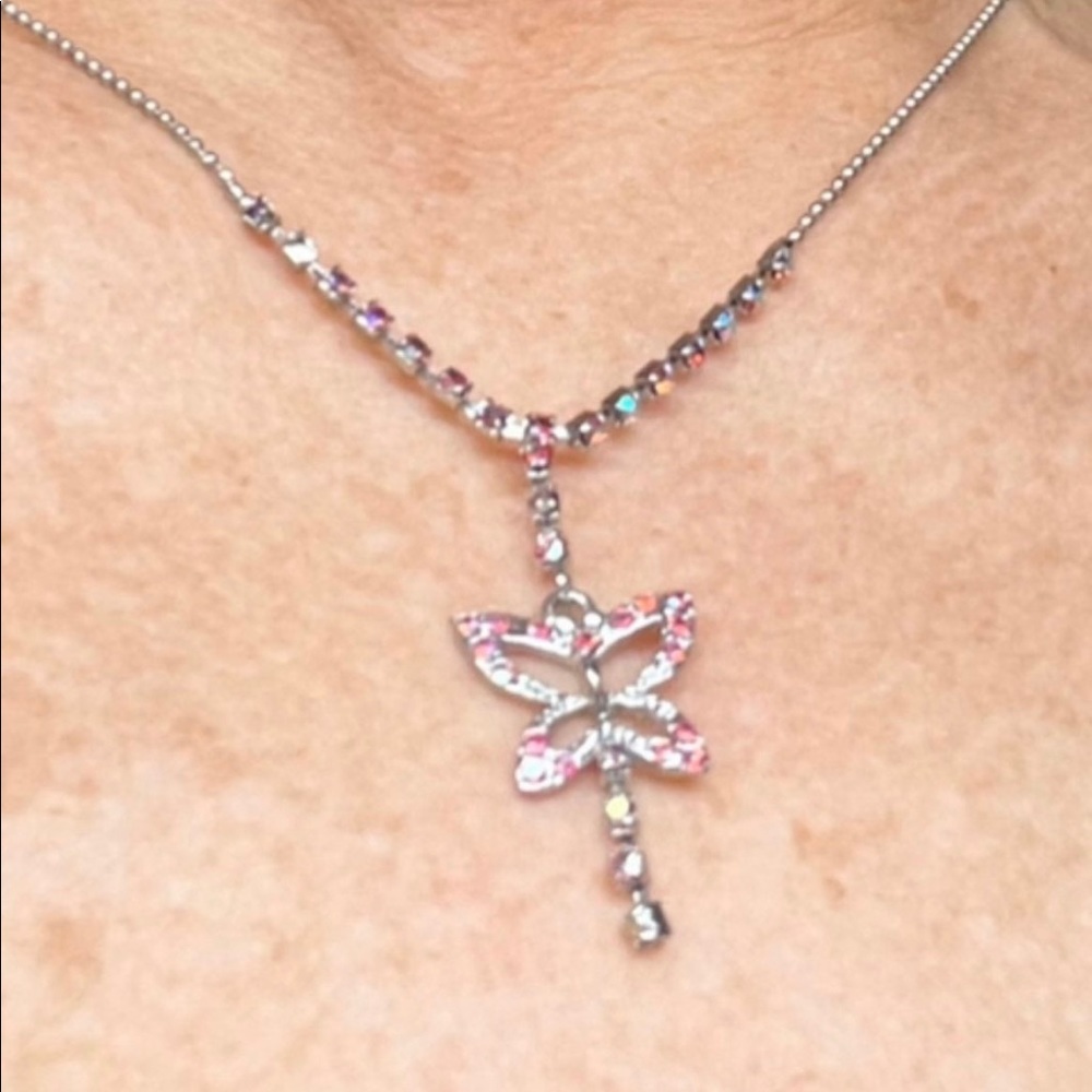 Iridescent butterfly necklace